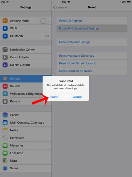 how to reset the ipad to factory settings