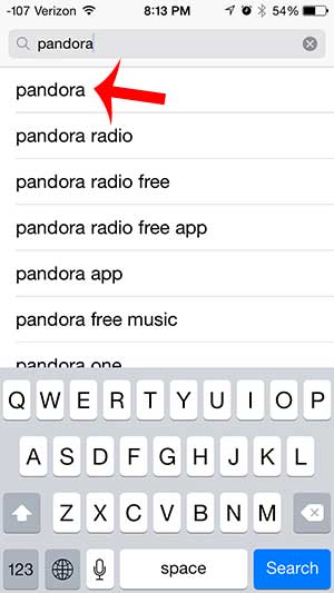 select the pandora search result