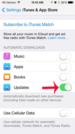 how to turn on automatic updates on the iphone 5