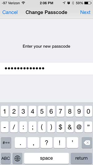 enter your new passcode