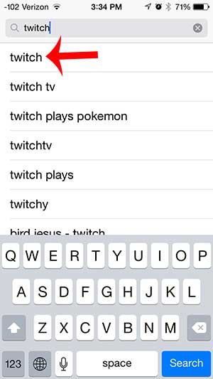 search for twitch, then select the twitch search result