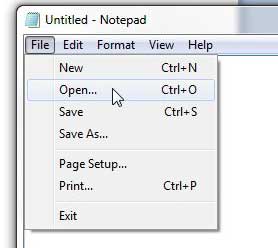click file, then click open