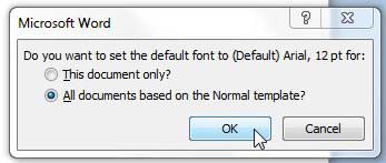 how to set the default font in word 2010