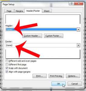 how to remove page numbers in excel 2010