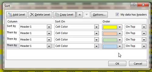 repeat steps 5-8 for each color in the spreadsheet