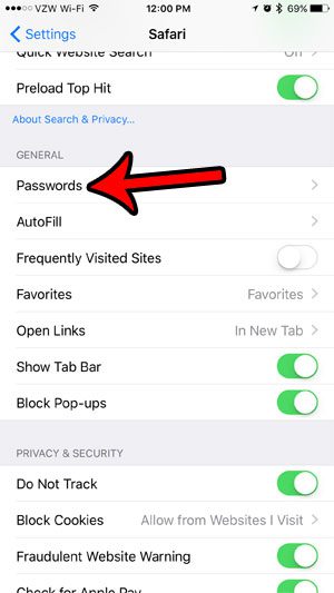 how to delete a saved password on an iphone in safari