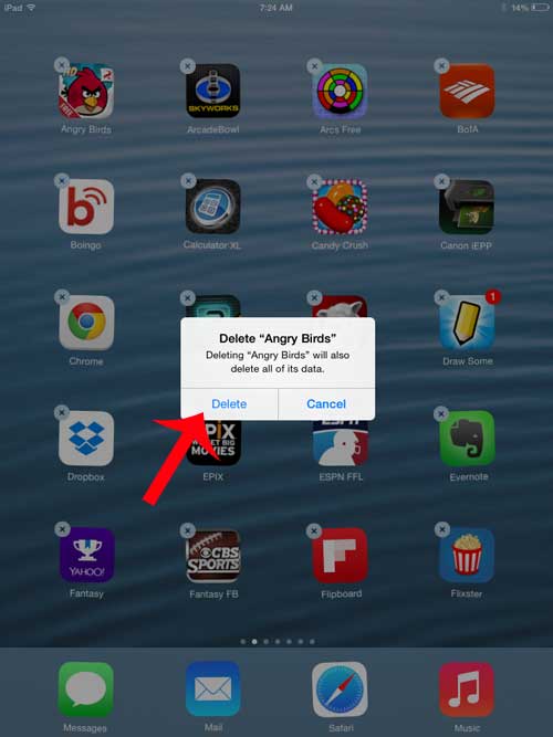 how to delete an app on the ipad in ios 7