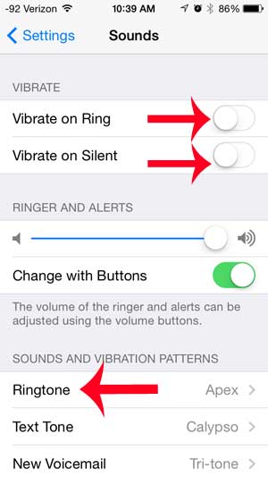 turn off the vibration settings, then open the ringtone menu