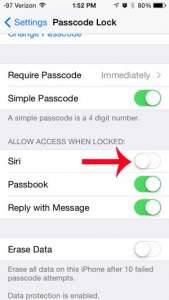how to disable siri access on the iphone lock screen