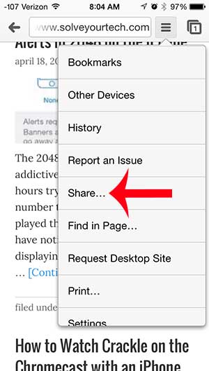 How to Text Message a Web Page Link in Chrome on the iPhone - 72