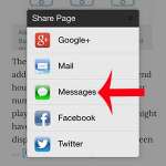 how to share a web page link via text message in the iphone chrome app
