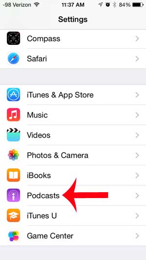 open the podcasts menu