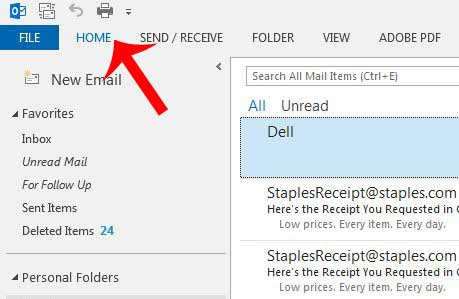 how to show the ribbon in outlook 2013 if it is hidden