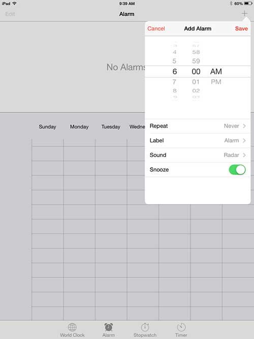 how to set an alarm clock on the ipad 2
