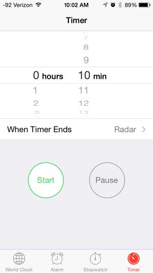 how to set a timer on the iphone 5