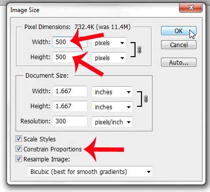 how to change image dimensions in Photoshop cs5
