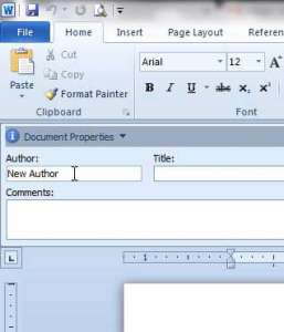 how to change the author name in word 2010