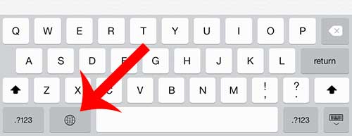 touch the globe icon to the left of the spacebar