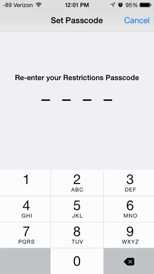 re-enter the passcode that you just created