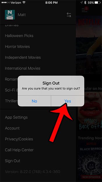 how to sign out of the netflix app on an iphone