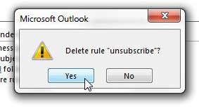 how to delete a rule in outlook 2013