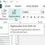 how to remove hyphens from text box in publisher 2013