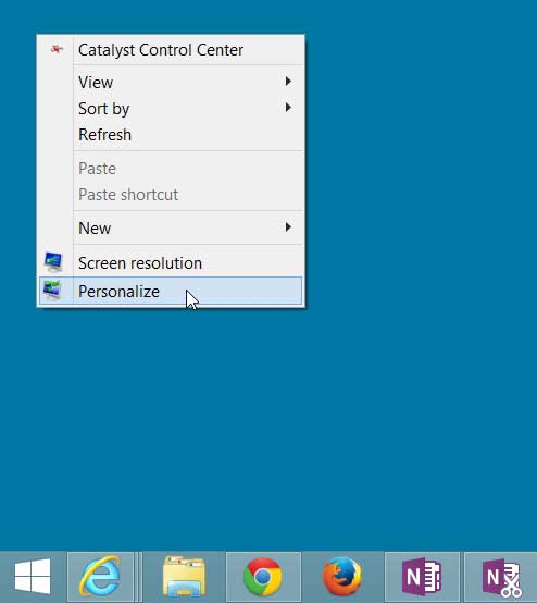 open the windows 8 personalize menu