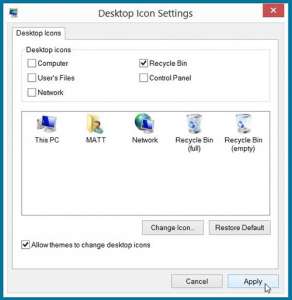 how to show the recycle bin on the desktop in windows 8