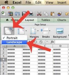 how to switch to landscape orientation in excel 2011