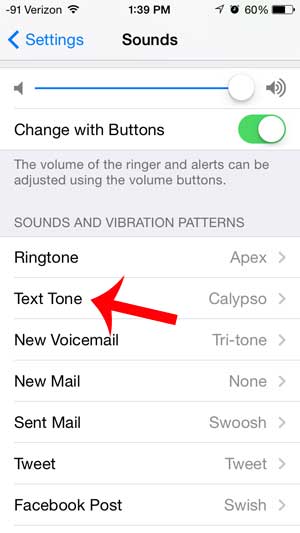 select the text tone option
