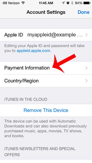 how to update payment information for itunes on the iphone