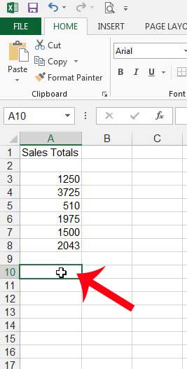 select the cell where you want to display the average