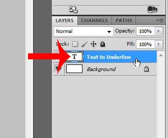select the text layer to underline