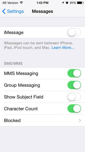 imessage is turned off