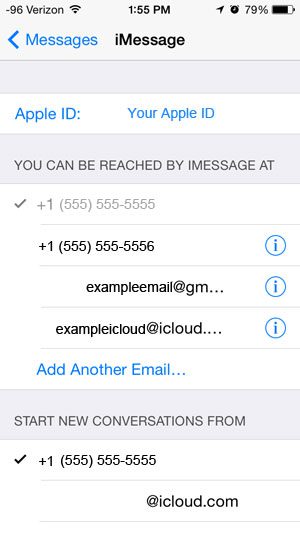 turn off the numbers at which you can be reached for imessage