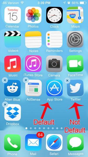 default and non-default apps