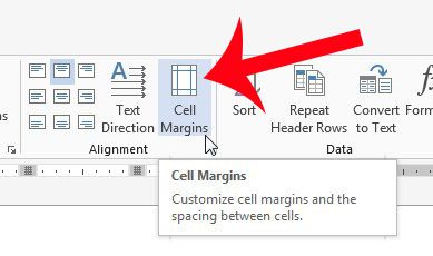 click the cell margins button