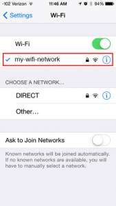 check the wi-fi status on your iphone