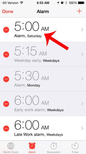 select the alarm to snooze