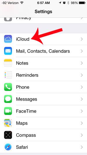 scroll down and select the icloud option