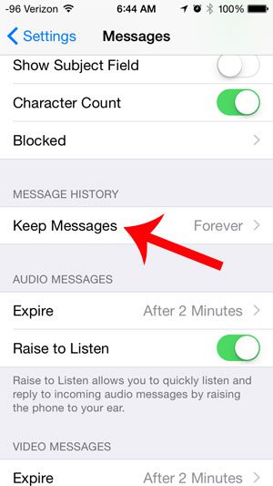 select the keep messages option