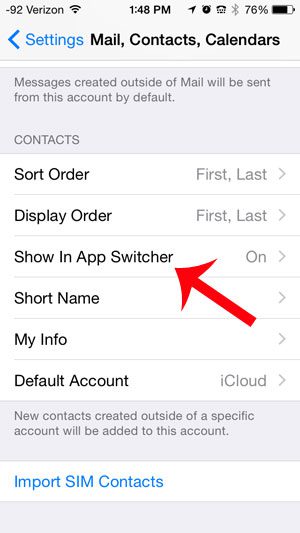 select the show in app switcher option