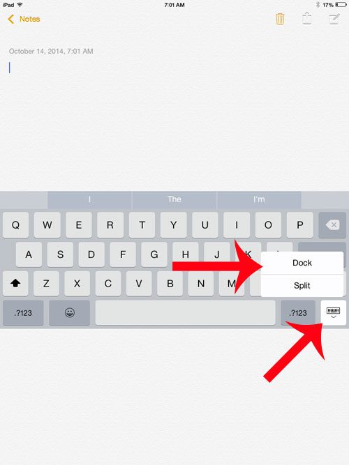 select the keyboard, then the dock option