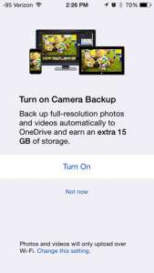 turn on the camera backup feature