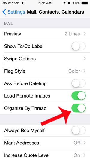 turn on the organize by thread option
