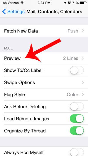 select the preview option