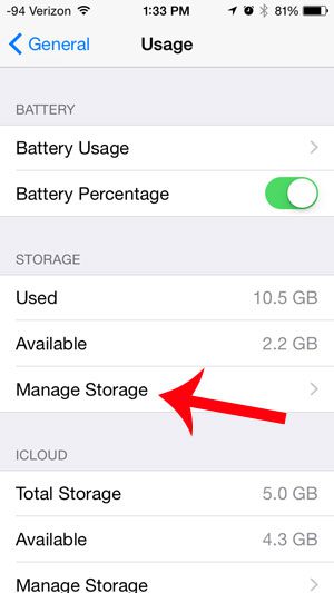 select the manage storage option
