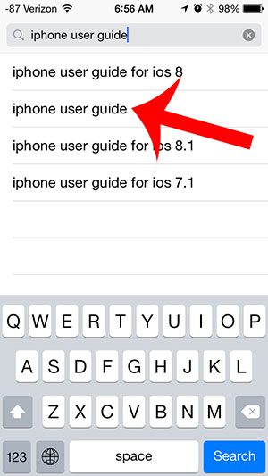 type iphone user guide into the search