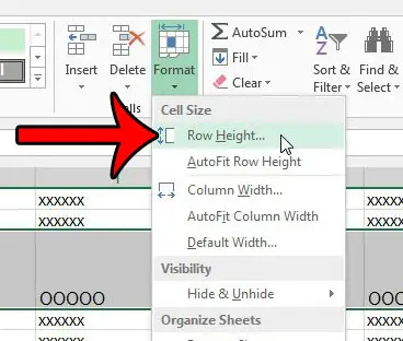 click format, then click row height