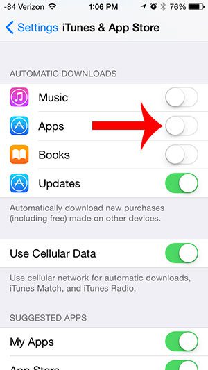 turn off the apps option under automatic downloads